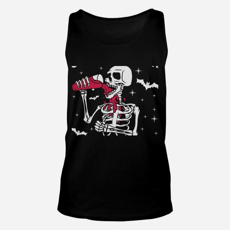 I'm Just Here For The Boos Funny Skeleton Drinking Wine Sweatshirt Unisex Tank Top