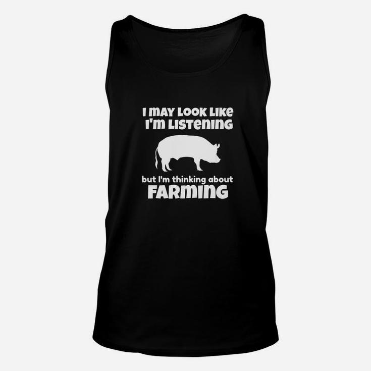 Im Thinking About Pig Farming Funny Pig Farming Unisex Tank Top