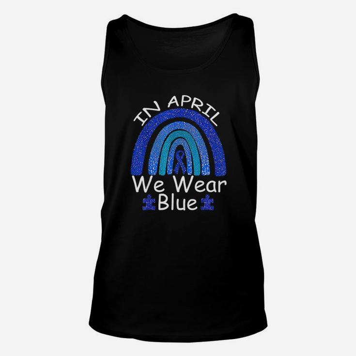 In April We Wear Blue Rainbow Awareness Month Puzzle Unisex Tank Top