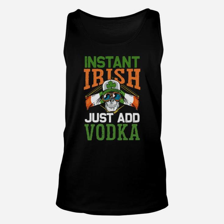 Instant Irish Just Add Vodka Vintage Ireland Flag Skull Unisex Tank Top