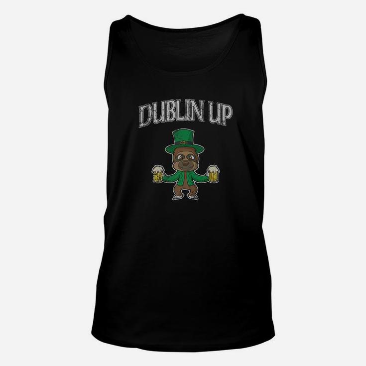 Irish Sloth Dublin Up Beer Drinking St Patricks Day Unisex Tank Top