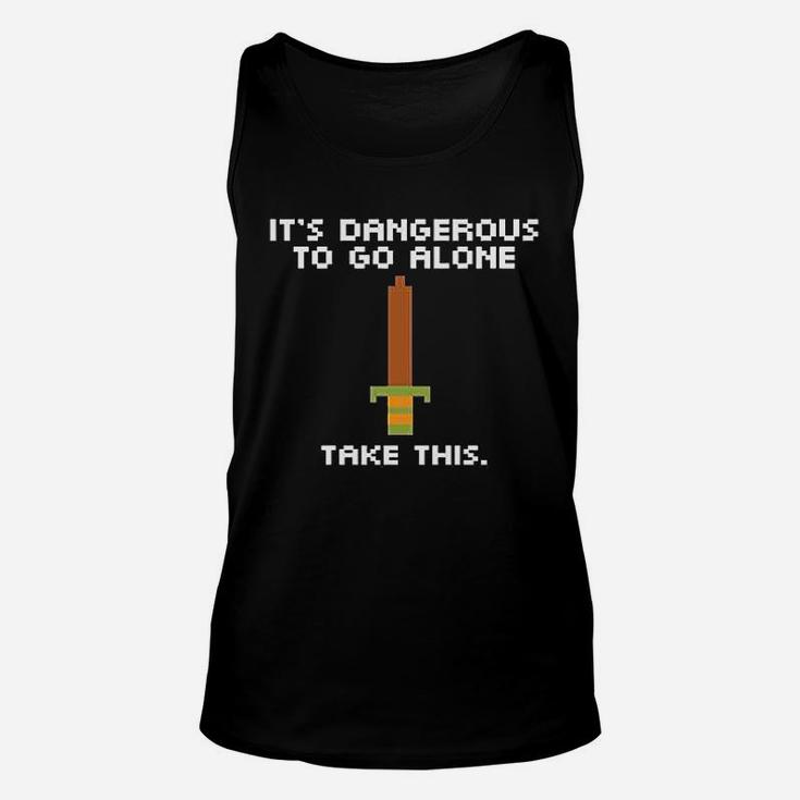 Its Dangerous To Go Alone Take This 8 Bit Gaming Black Unisex Tank Top