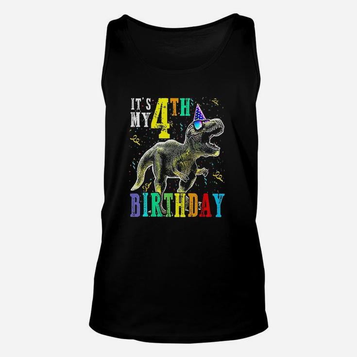 Its My 4Th Birthday Happy 4 Year Dinosaur Unisex Tank Top