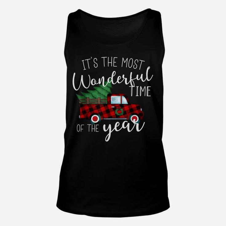 It's The Most Wonderful Time Of The Year Plaid Truck Gift Unisex Tank Top