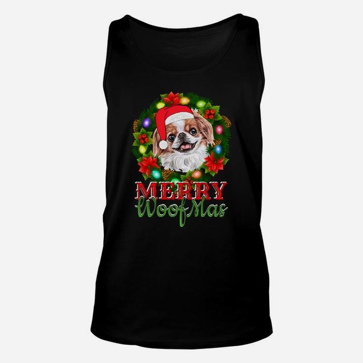 Japanese Chin Christmas Merry Woofmas Dog Lover Gift Sweatshirt Unisex Tank Top