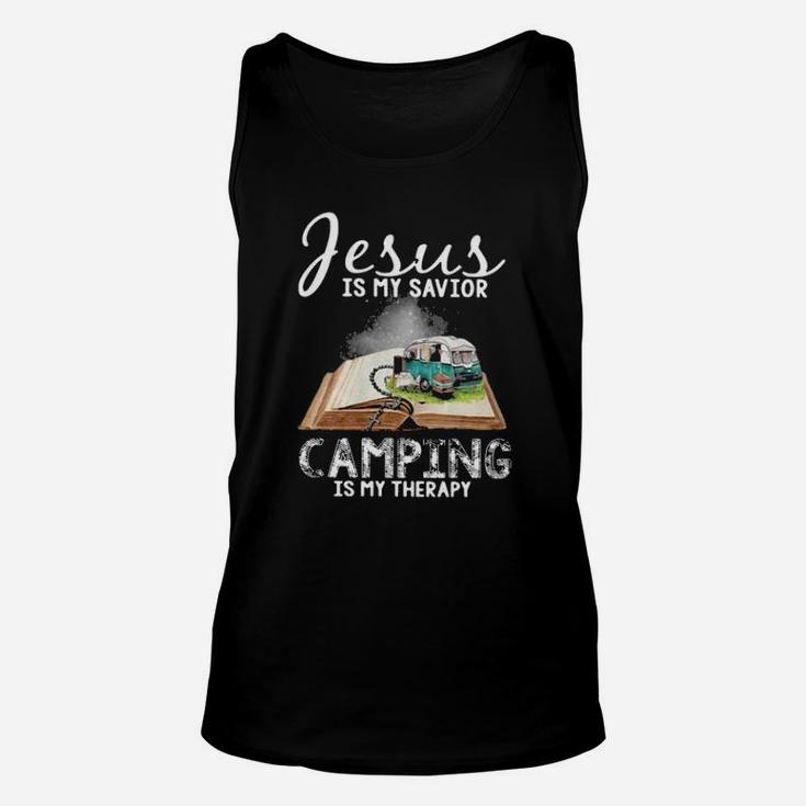 Jesus Is My Savior Camping Is My Therapy Unisex Tank Top