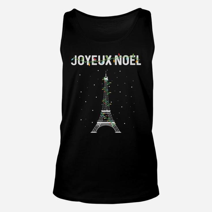 Joyeux Noel French Paris Eiffel Tower Christmas Unisex Tank Top
