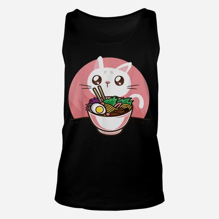 Kawaii Anime Cat Japanese Ramen Noodles Shirt Gift For Women Unisex Tank Top