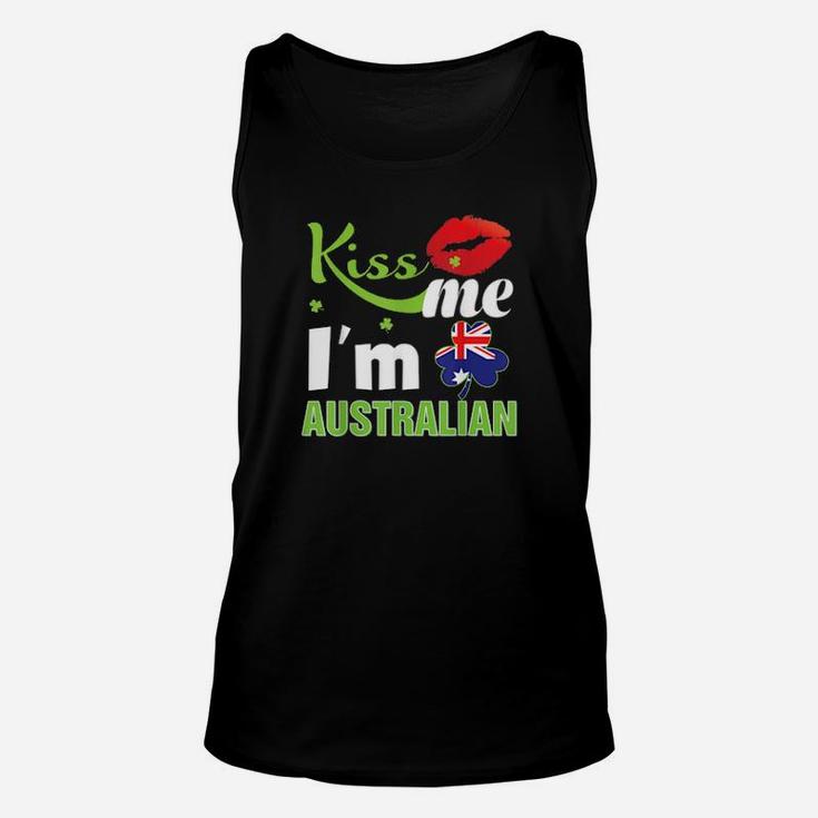 Kiss Me I'm Australian St Patrick Day Shamrock Clover Flag Unisex Tank Top