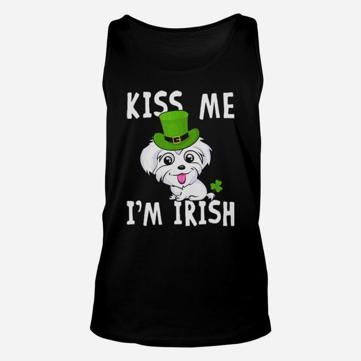 Kiss Me I'm Irish Maltese  Dog Pet Green Patricks Unisex Tank Top
