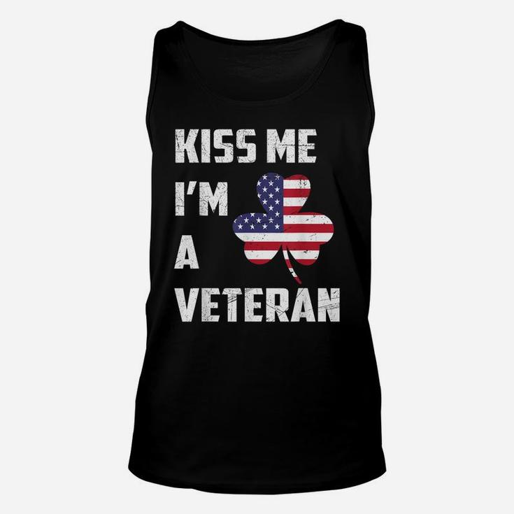 Kiss Me I'm Veteran American Flag Tee St Patricks Day Gift Unisex Tank Top