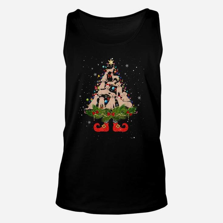 Labrador Christmas Tree Lights Funny Santa Hat Dog Lover Unisex Tank Top