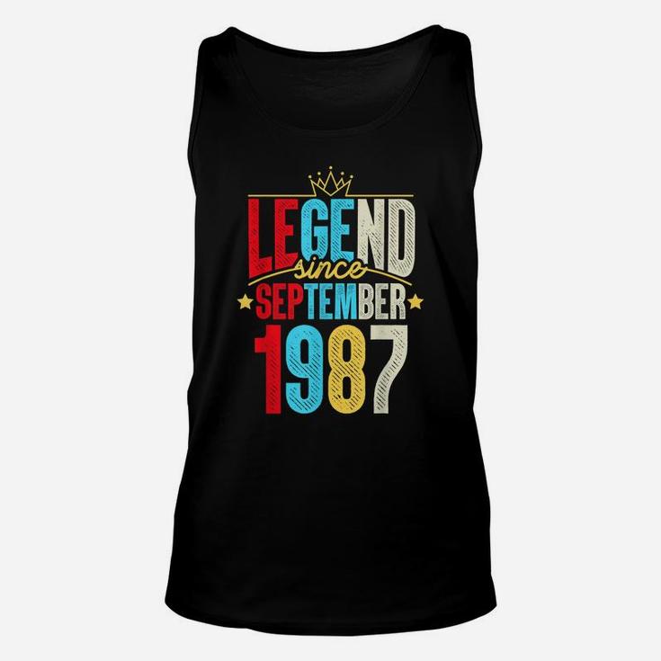 Legend Since September 1987 Bday Gifts 32Nd Birthday Unisex Tank Top