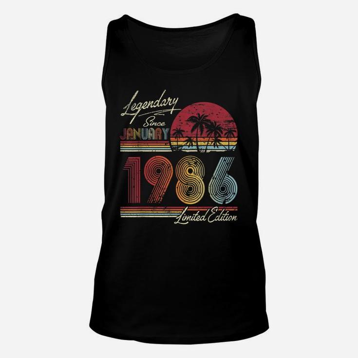 Legendary Since January 1986 34Th Birthday Gift 34 Years Old Unisex Tank Top