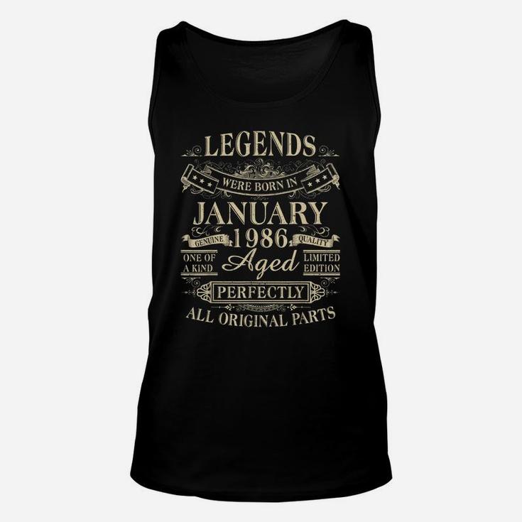 Legends Were Born In January 1986 35Th Birthday Gift Unisex Tank Top