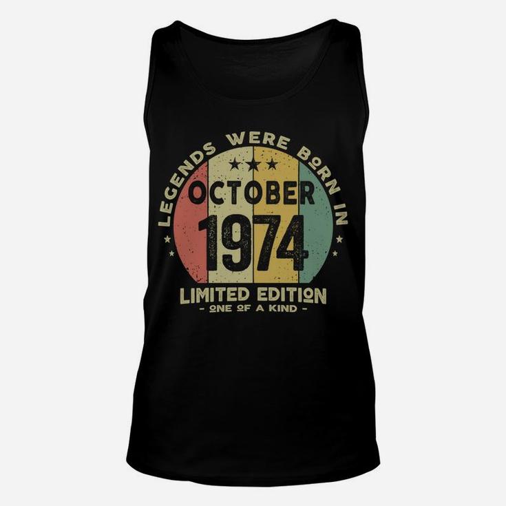 Legends Were Born In October 1974 Classic 47Th Birthday Unisex Tank Top