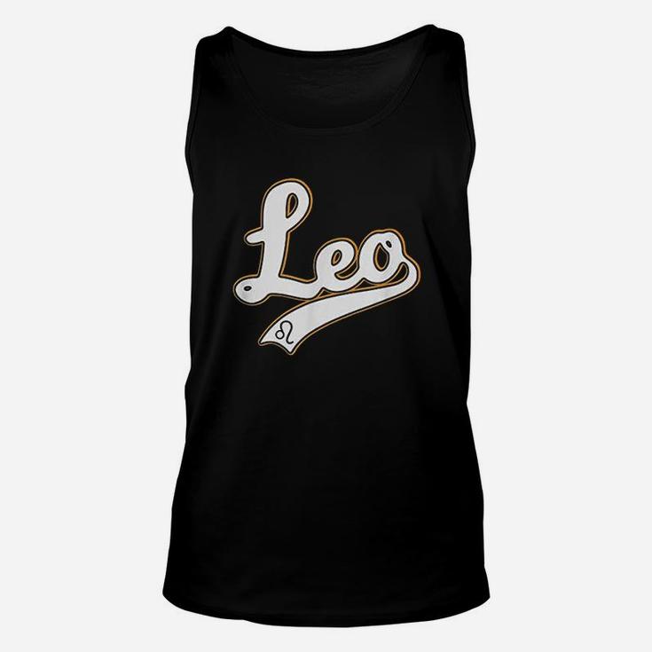 Leo July And August Birthday Astrology Sign Baseball Script Unisex Tank Top