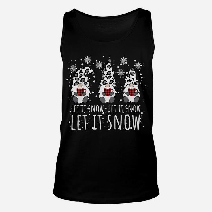 Let It Snow Winter Gnome - Leopard Buffalo Plaid Snowflakes Unisex Tank Top
