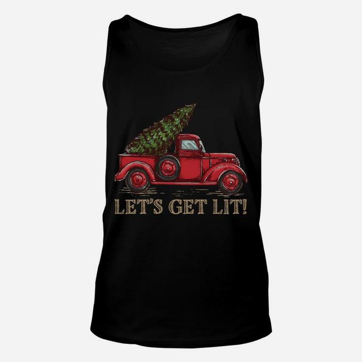 Let's Get Lit Christmas Design - Old Truck With A Xmas Tree Sweatshirt Unisex Tank Top
