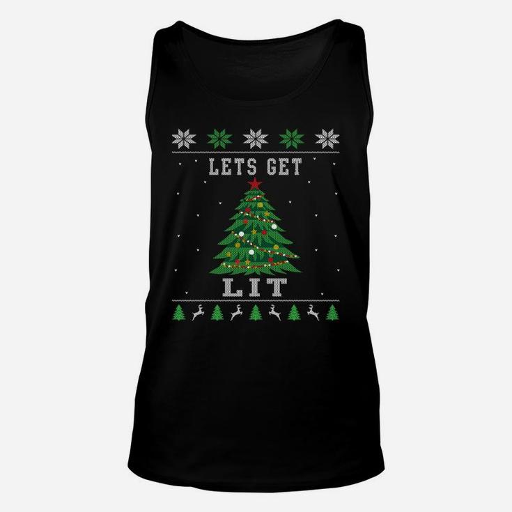 Lets Get Lit Funny Ugly Christmas Sweater Style Christmas Unisex Tank Top