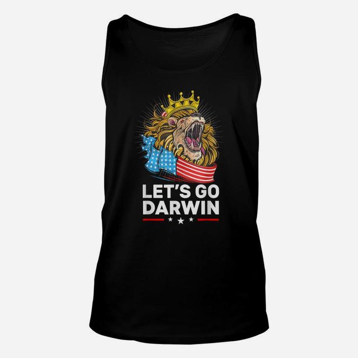 Let’S Go Darwin Funny Vintage Us Flag Lion Lets Go Darwin Unisex Tank Top