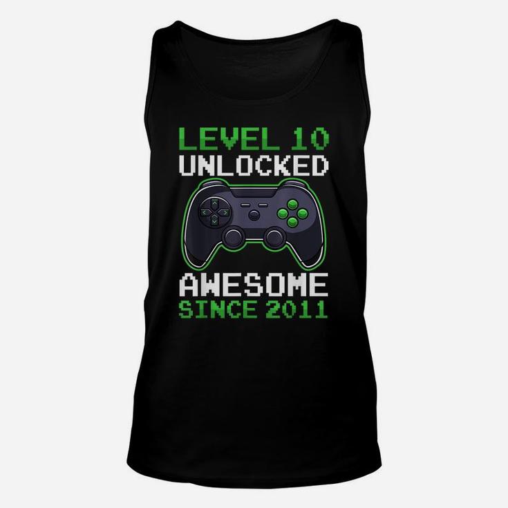 Level 10 Unlocked 10 Years Old Video Gamer Birthday Gift Unisex Tank Top