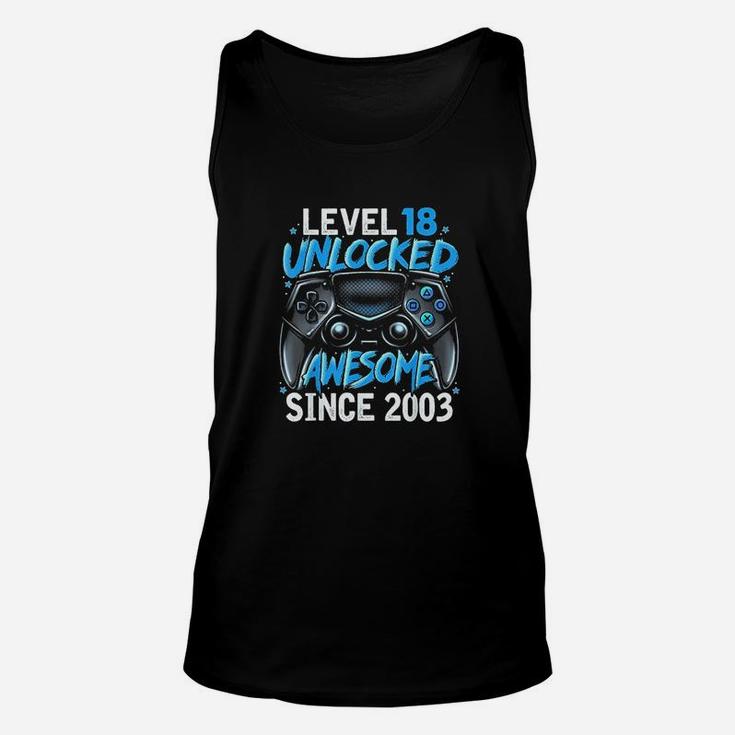 Level 18 Unlocked Awesome Since 2003 18Th Birthday Gaming Unisex Tank Top