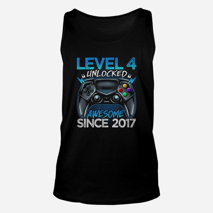 Level 4 Unlocked Awesome Since 2017 4Th Birthday Gaming Unisex Tank Top