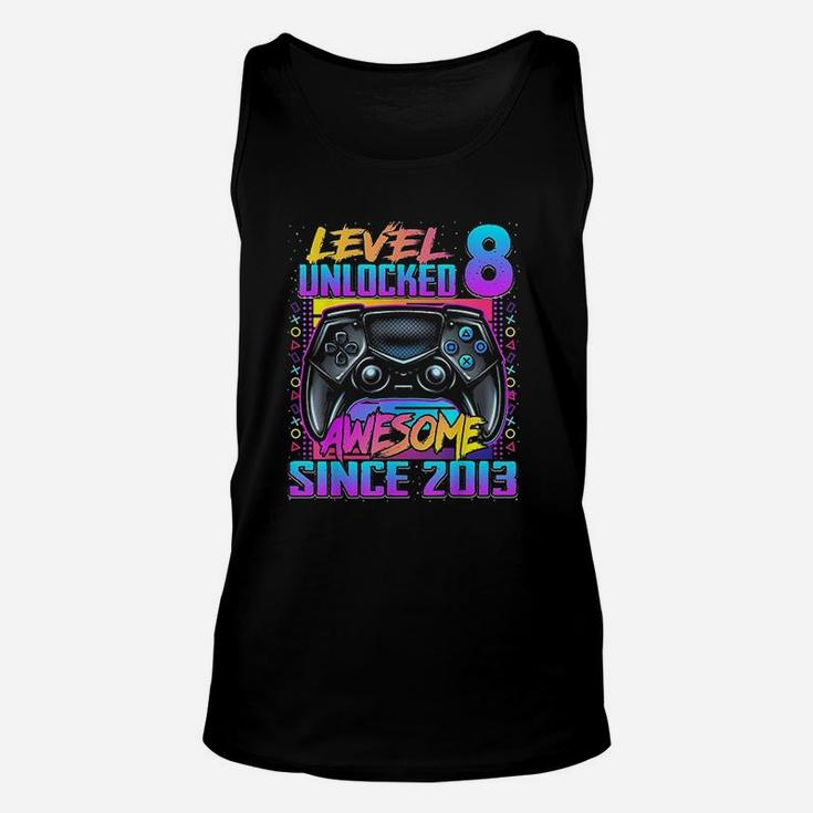 Level 8 Unlocked Awesome Since 2013 8Th Birthday Gaming Unisex Tank Top