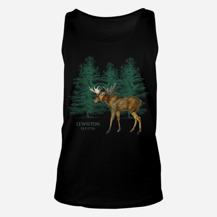 Lewiston Maine Moose Lovers Trees Vintage-Look Souvenir Sweatshirt Unisex Tank Top