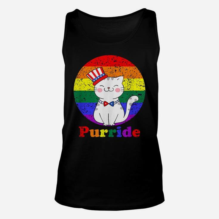 Lgbt Cat Lovers Purride Rainbow Flag American Flag Lgbtq Unisex Tank Top