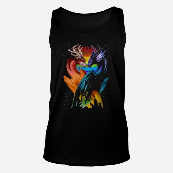 Lgbt Dragon Heart Rainbow Heart Dragon Lgbt Pride Unisex Tank Top