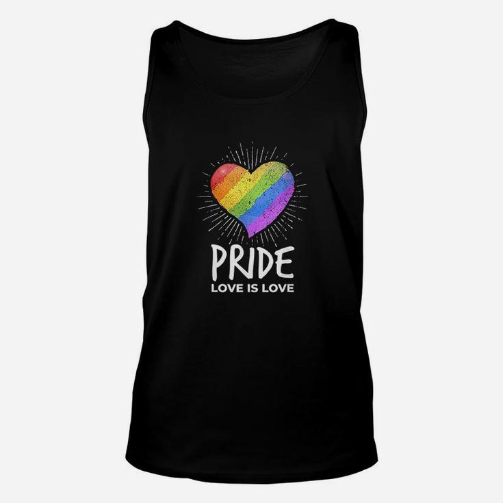 Lgbt Pride Love Is Love Rainbow Heart Gay Rights Support Unisex Tank Top