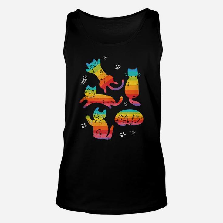 Lgbt-Q Cat Kawaii Gay Pride Rainbow Cool Animal Ally Gifts Unisex Tank Top