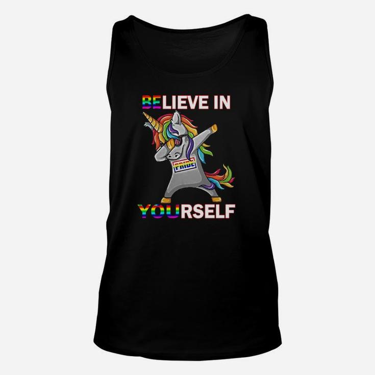 Lgbt Unicorn Dabbing Believe In Yourself Pride Unisex Tank Top