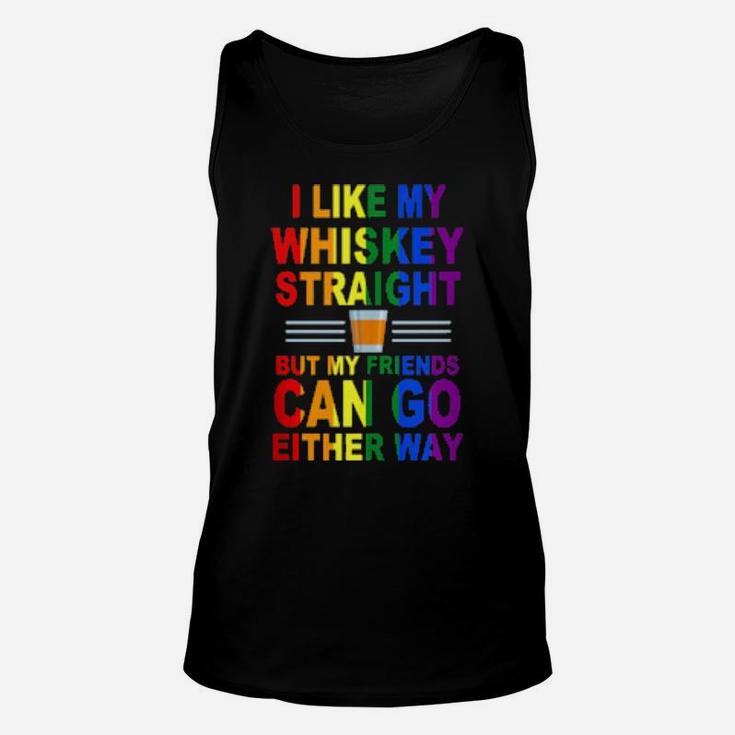 Lgbtq Lesbian Gay Pride Straight Whiskey Joke Design Unisex Tank Top