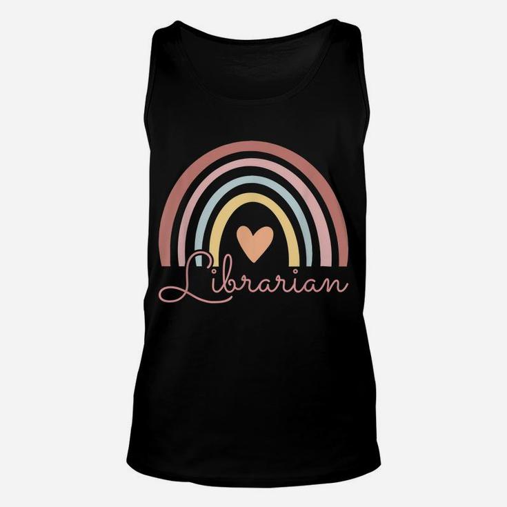 Librarian Cute Boho Rainbow Funny Back To School Librarian Unisex Tank Top
