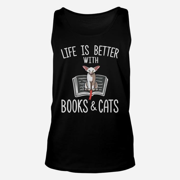 Life Is Better With Books & Cats Funny Oriental Shorthair Unisex Tank Top