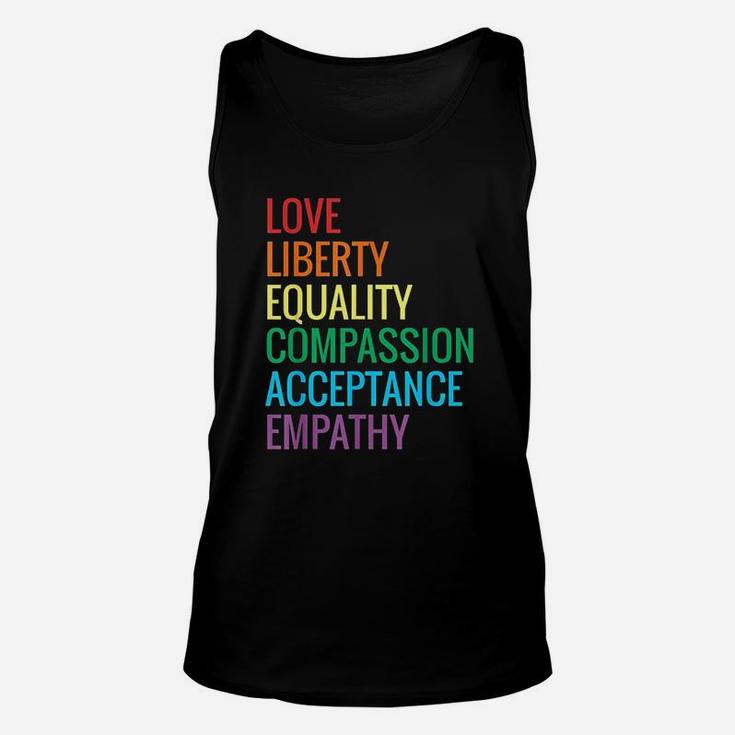 Love Liberty Equality Human Rights Social Justice Kindness Unisex Tank Top