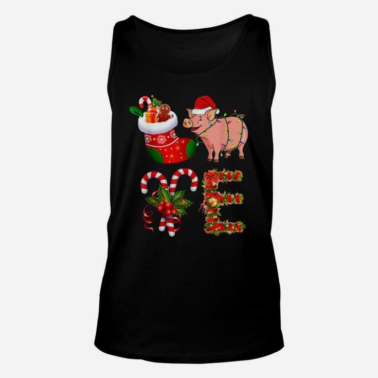 Love Pig Christmas Funny Santa Hat Christmas  Unisex Tank Top
