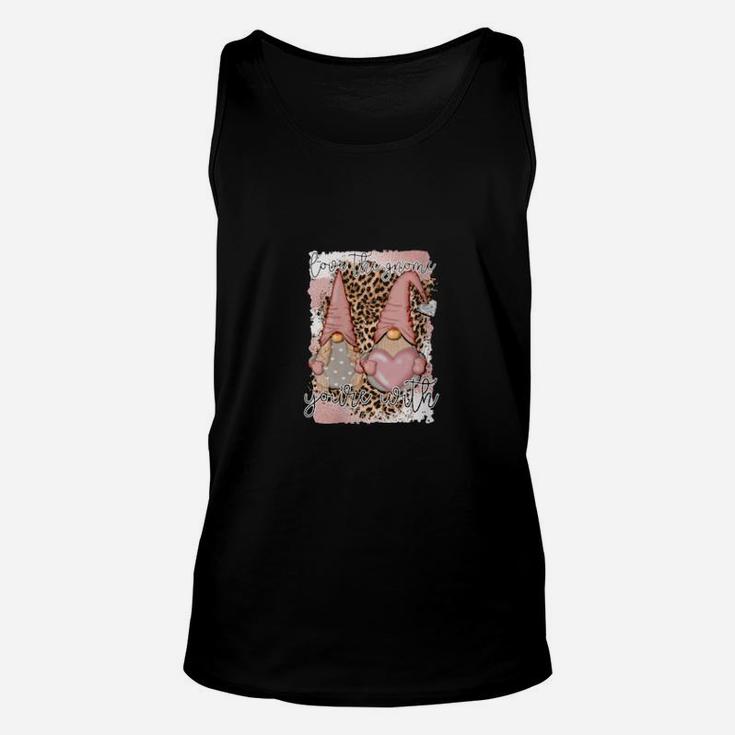Love The Gnome You Are With Valentine Gnome Leopard Print Unisex Tank Top