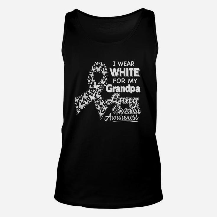 Lung Awareness  I Wear White For My Grandpa Unisex Tank Top