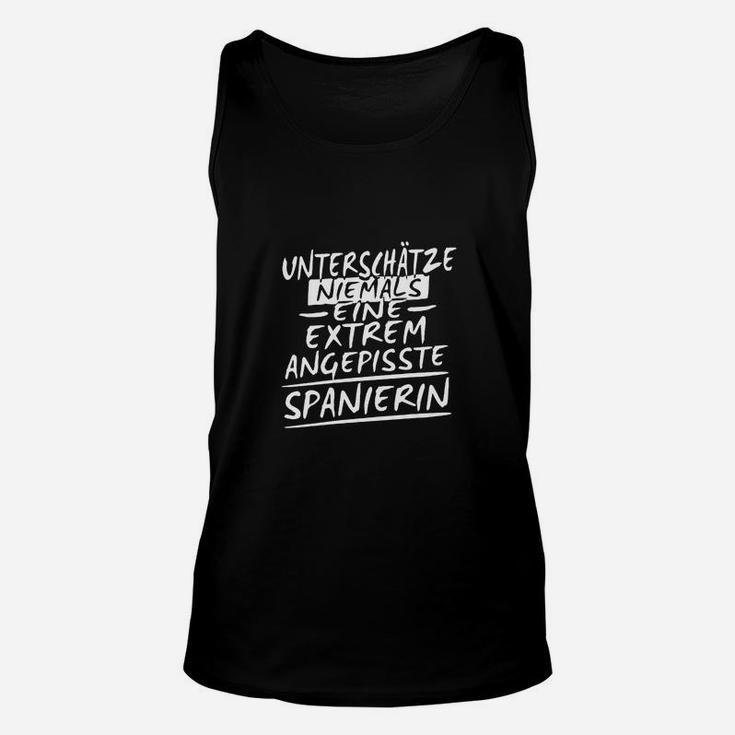 Lustiges Spanierin Unisex TankTop, Unterschätze Niemals Design, Schwarz