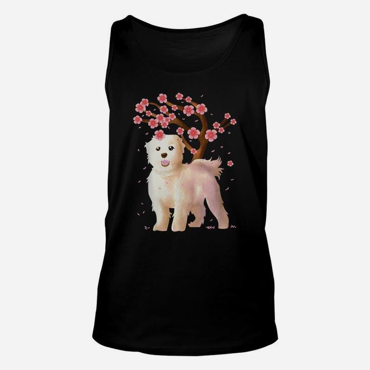 Maltese Dog Japanese Sakura Cherry Blossom Shirt Flower Gift Unisex Tank Top