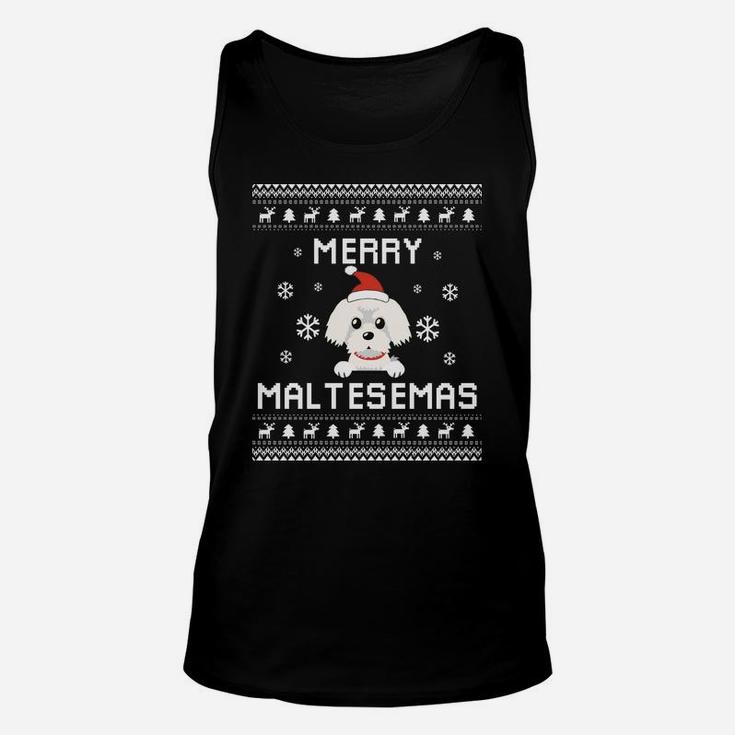 Maltese Dog Lover Christmas Ugly Xmas Maltese Sweater Gift Sweatshirt Unisex Tank Top