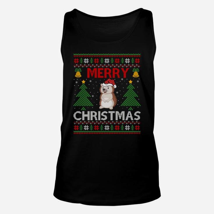 Matching Family Merry Christmas Ugly Hedgehog Christmas Sweatshirt Unisex Tank Top