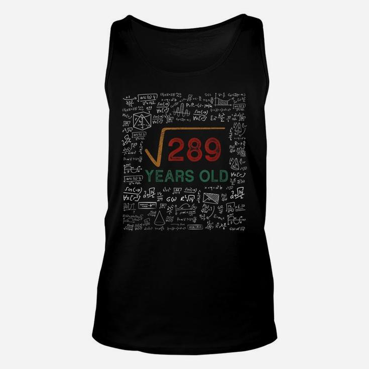 Math Square Root Of 289 Vintage 17Th Birthday 17 Years Old Unisex Tank Top