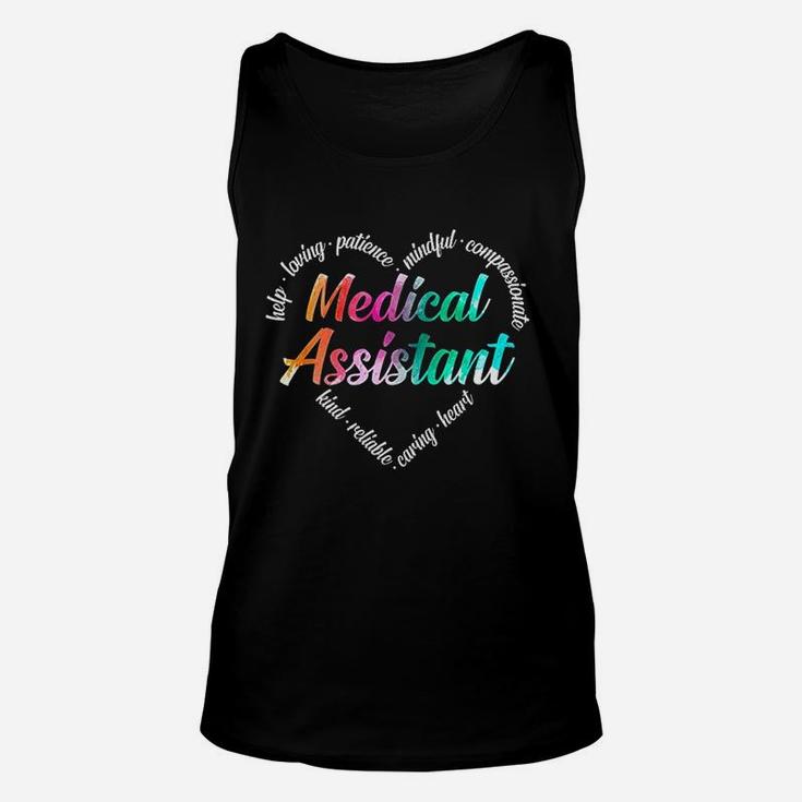 Medical Assistant Heart Word Cloud Watercolor Rainbow Unisex Tank Top