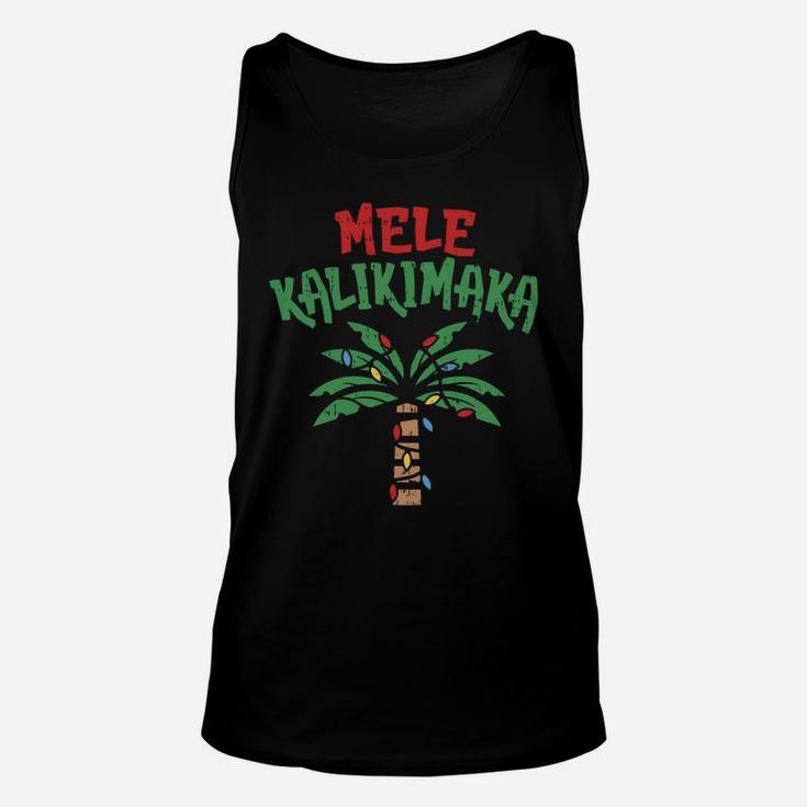Mele Kalikimaka Palm Tree Hawaiian Christmas In July Unisex Tank Top