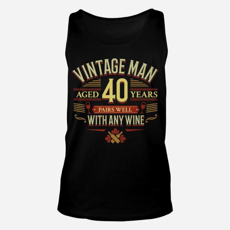 Mens 40Th Birthday Premium Tshirt | Man Aged Pairs With Wine Unisex Tank Top